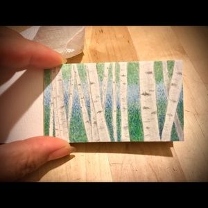 Mini Watercolor Painting of Birch Trees